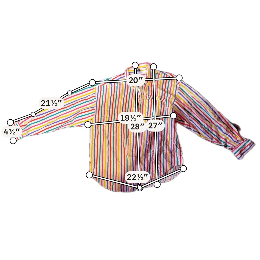 Vintage‎ Lee Women Large Rainbow Striped Button Down Shirt MultiColor Cotton - Picture 7 of 8
